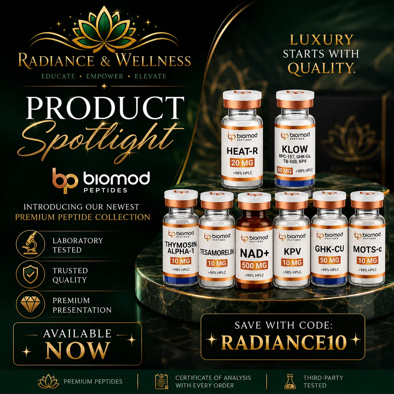 WELLNESS & FITNESS PEPTIDES  PROMO CODE: radiance10 at checkout for discount