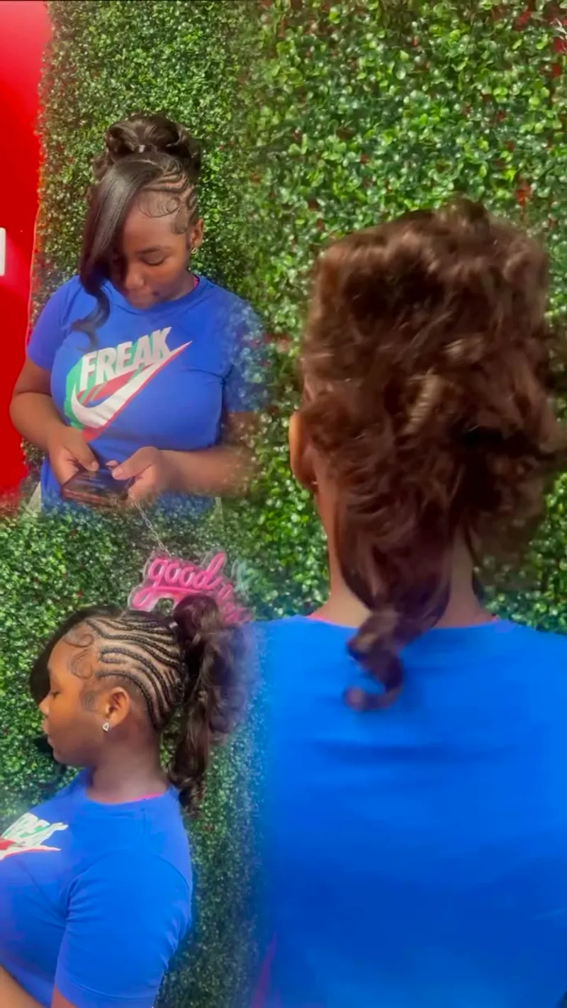 side braids with layers ponytail