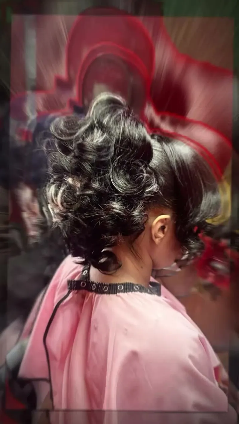 layered ponytail w/side bang